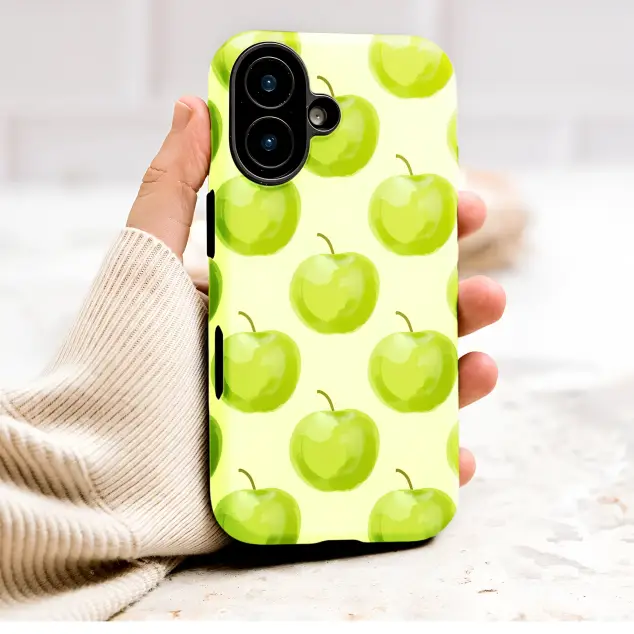Watercolor Green Apple Fruit Pattern Art Phone Case Cover for iPhone 17 Pro Max 16 15 Plus 14 13 Mini Samsung S26 S25 Google Pixel 10 9 9816