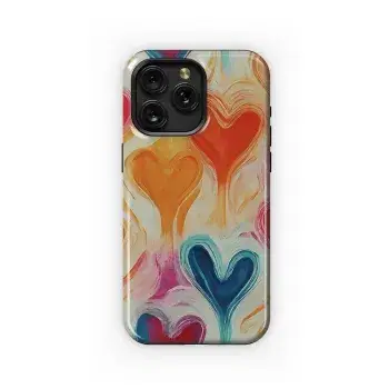 Watercolor Heart Outlines Phone Case iPhone Samsung Cover Pixel 3369 - Image 1