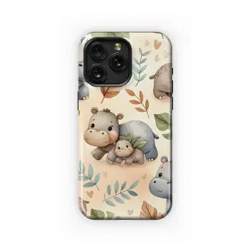 Watercolor Hippo Phone Case iPhone Samsung Cover Pixel 2872 - Image 1