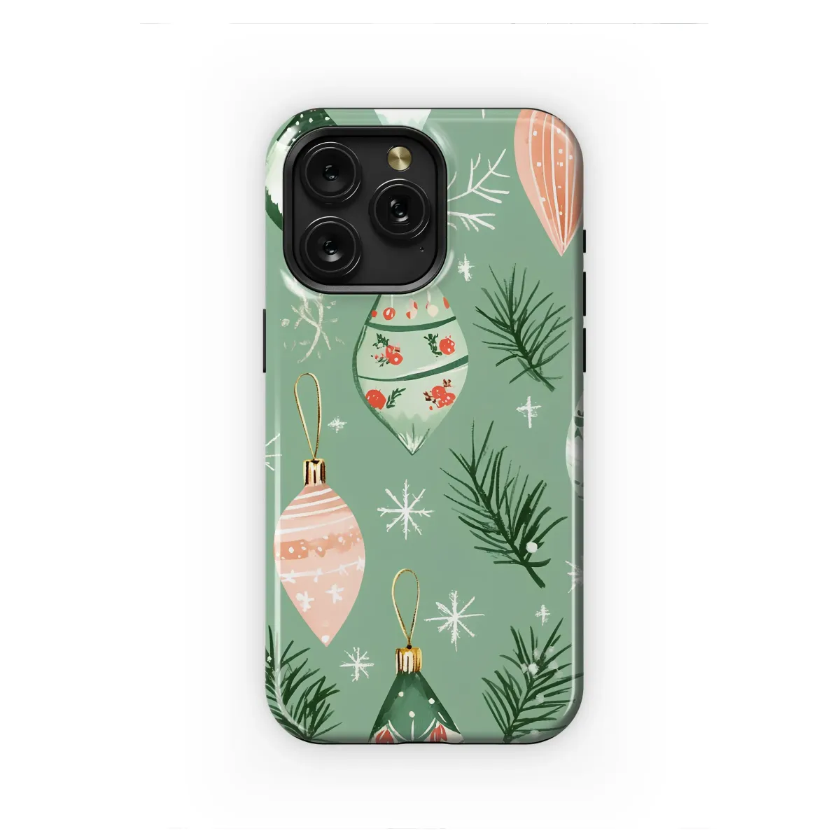 Watercolor Holiday Ornaments Festive Winter Pattern Phone Case Cover for iPhone 17 Pro Max 16 15 13 Samsung S25 S24 Pixel 8604 - Image 1