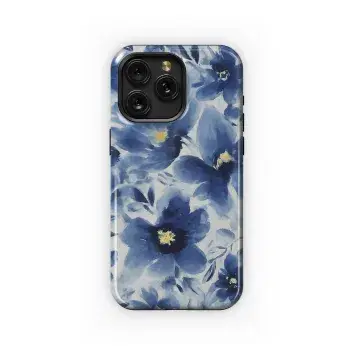 Watercolor Indigo Flower Print Phone Case iPhone Samsung Cover Pixel 3286 - Image 1