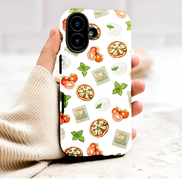 Watercolor Italian Foodie Pizza La Dolce Vita Illustration Phone Case Cover for iPhone 17 Pro Max 16 15 13 Samsung S25 S24 Pixel 9311