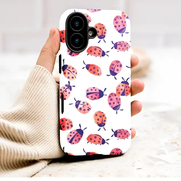 Watercolor Ladybug Pattern Cute Insect Art Phone Case Cover for iPhone 17 Pro Max 16 15 Plus 14 13 Mini Samsung S26 S25 Pixel 10 9 10039