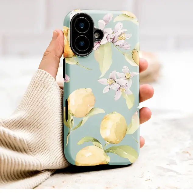 Watercolor Lemon Blossom Botanical Art Phone Case Cover for iPhone 17 Pro Max 16 15 Plus 14 13 Mini Samsung S26 S25 Google Pixel 10 9 9856