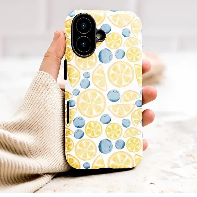 Watercolor Lemon Blueberry Fruit Pattern Phone Case Cover for iPhone 17 Pro Max 16 15 Plus 14 13 Mini Samsung S26 S25 Pixel 10 9 10031