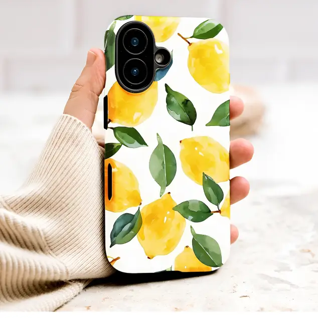 Watercolor Lemon Pattern Botanical Art Phone Case Cover for iPhone 17 Pro Max 16 15 Plus 14 13 Mini Samsung S26 S25 Google Pixel 10 9 9858