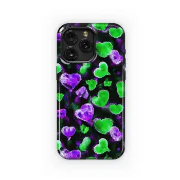 Watercolor Neon Hearts Phone Case iPhone Samsung Cover Pixel 3125 - Image 1