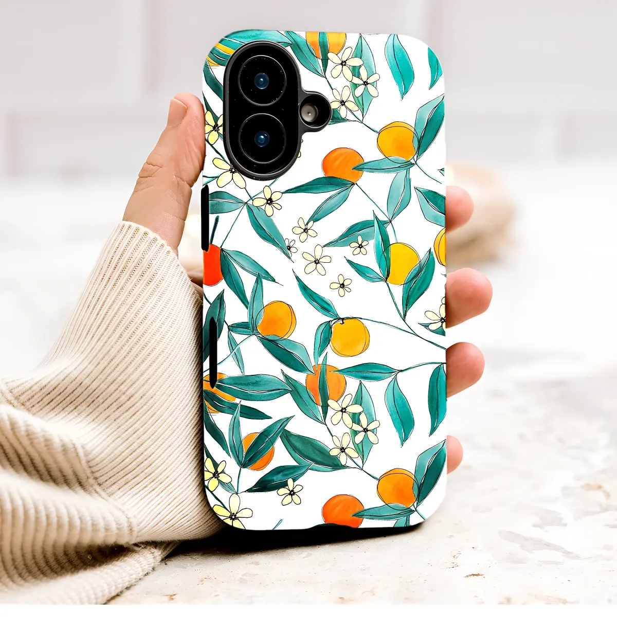 Watercolor Orange Grove Botanical Illustration Phone Case Cover for iPhone 17 Pro Max 16 15 Plus 14 13 Mini Samsung S25 S24 Pixel 10 9 9163 - Image 1