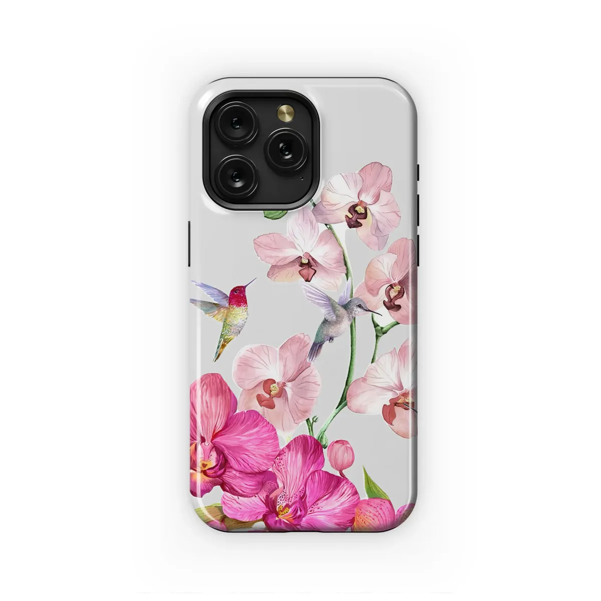 Watercolor Orchid and Hummingbird Botanical Illustration Phone Case Cover for iPhone 17 Pro Max 16 15 13 Samsung S25 S24 Pixel 8416 - Image 1