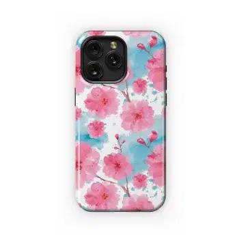 Watercolor Pink Cherry Blossom Bloom Phone Case iPhone Samsung Cover Pixel 5284 - Image 1