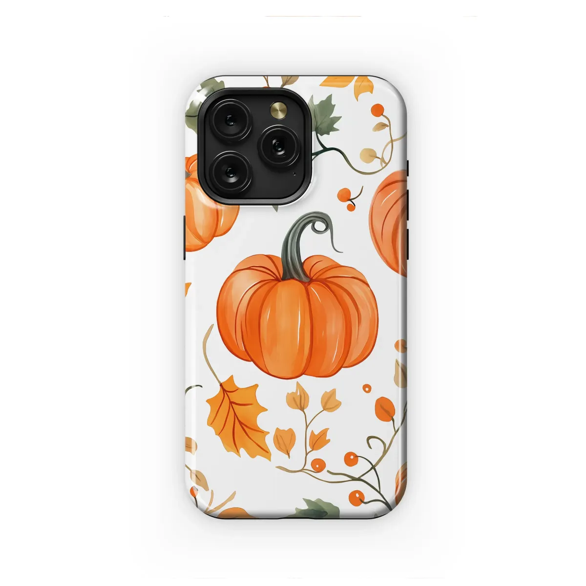 Watercolor Pumpkin Patch Harvest Art Phone Case iPhone Samsung Cover Pixel 7778 - Image 1