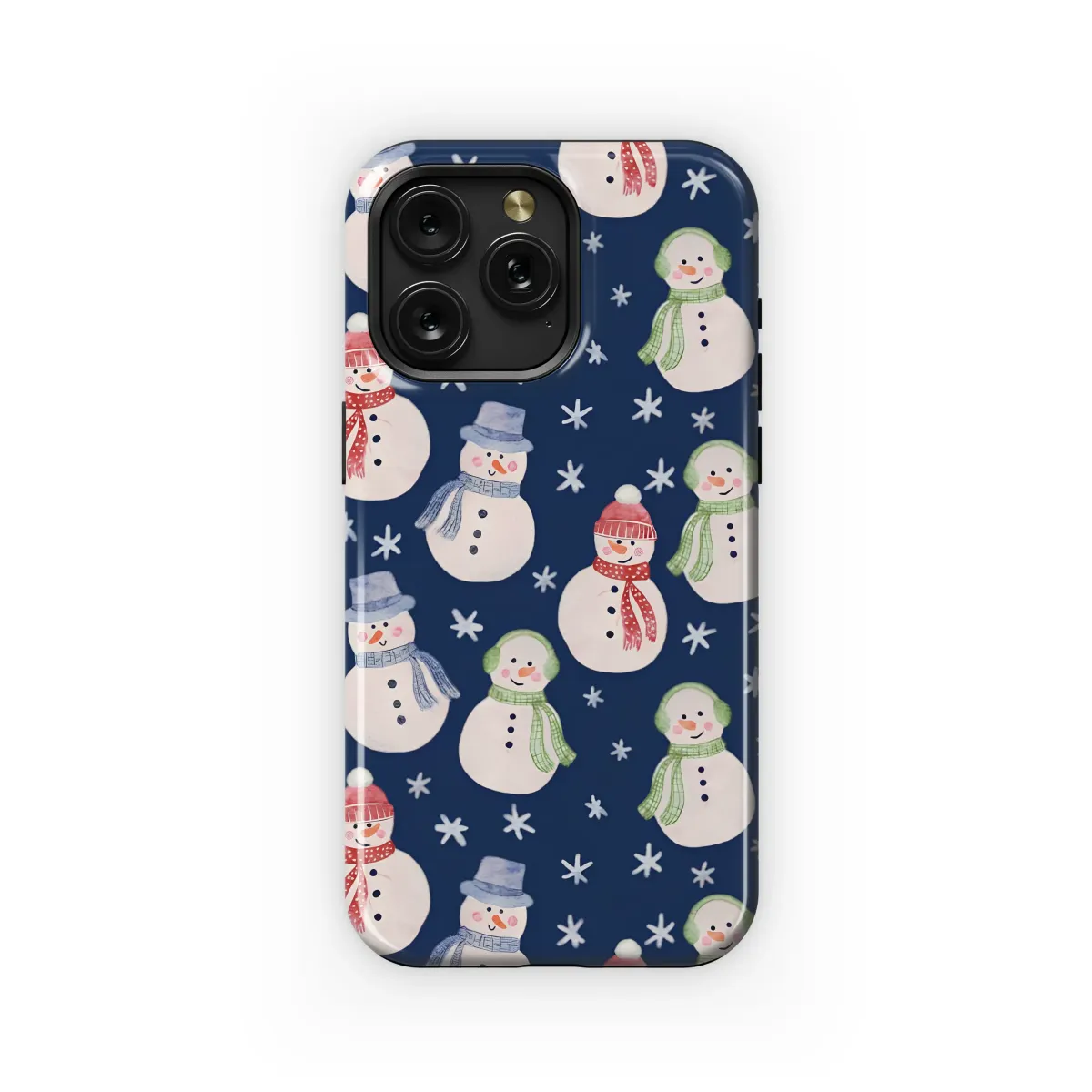 Watercolor Snowman Pattern Festive Winter Illustration Phone Case Cover for iPhone 17 Pro Max 16 15 13 Samsung S25 S24 Pixel 8740 - Image 1