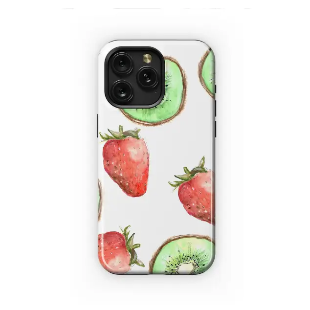 Watercolor Strawberry Kiwi Pattern Art Phone Case Cover for iPhone 17 Pro Max 16 15 Plus 14 13 Mini Samsung S25 S24 Google Pixel 10 9 8825