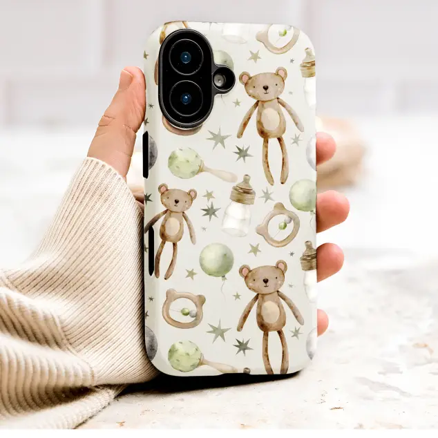Watercolor Teddy Bear Nursery Pattern Cover Phone Case Cover for iPhone 17 Pro Max 16 15 Plus 14 13 Mini Samsung S26 S25 Pixel 10 9 9851