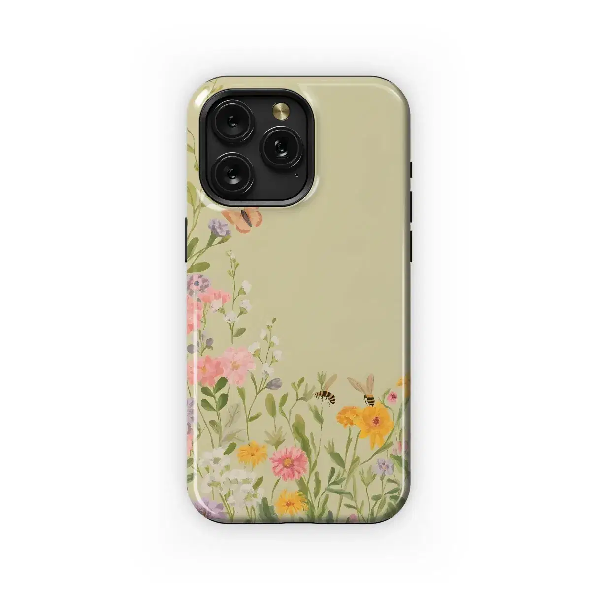 Watercolor Wildflower Butterfly Bee Garden Phone Case iPhone Samsung Cover Pixel 5420 - Image 1