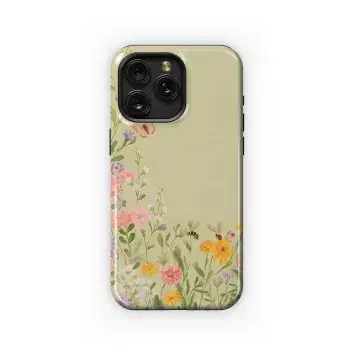 Watercolor Wildflower Butterfly Bee Garden Phone Case iPhone Samsung Cover Pixel 5420 - Image 1