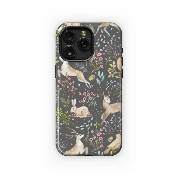 Watercolor Woodland Animals Nature Pattern Phone Case iPhone Samsung Cover Pixel 5417 - Image 1
