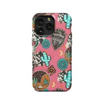 Western Cowboy Cowgirl Cow Print Cactus Phone Case iPhone Samsung Pixel & More - Image 1
