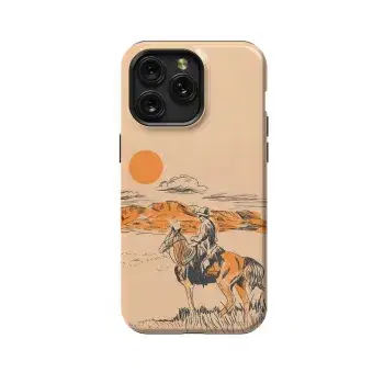 Western Men on Horse Phone Case iPhone Samsung Cover Pixel 1241 - Image 1