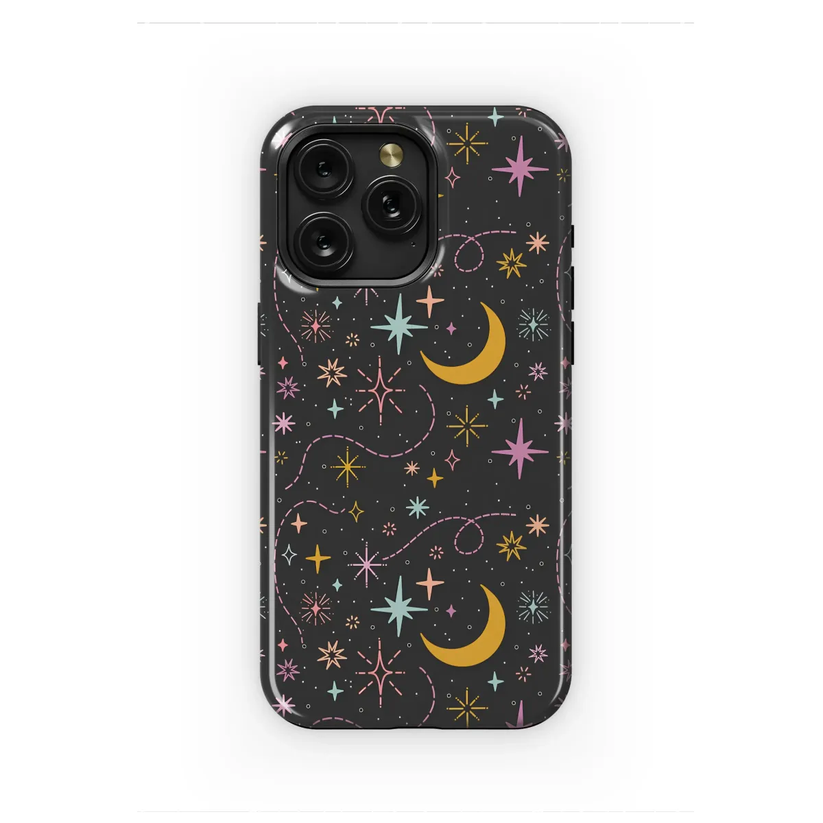 Whimsical Celestial Moon and Stars Pattern Phone Case Cover for iPhone 17 Pro Max 16 15 Plus 14 13 Mini Samsung S25 S24 Pixel 10 9 8309 - Image 1