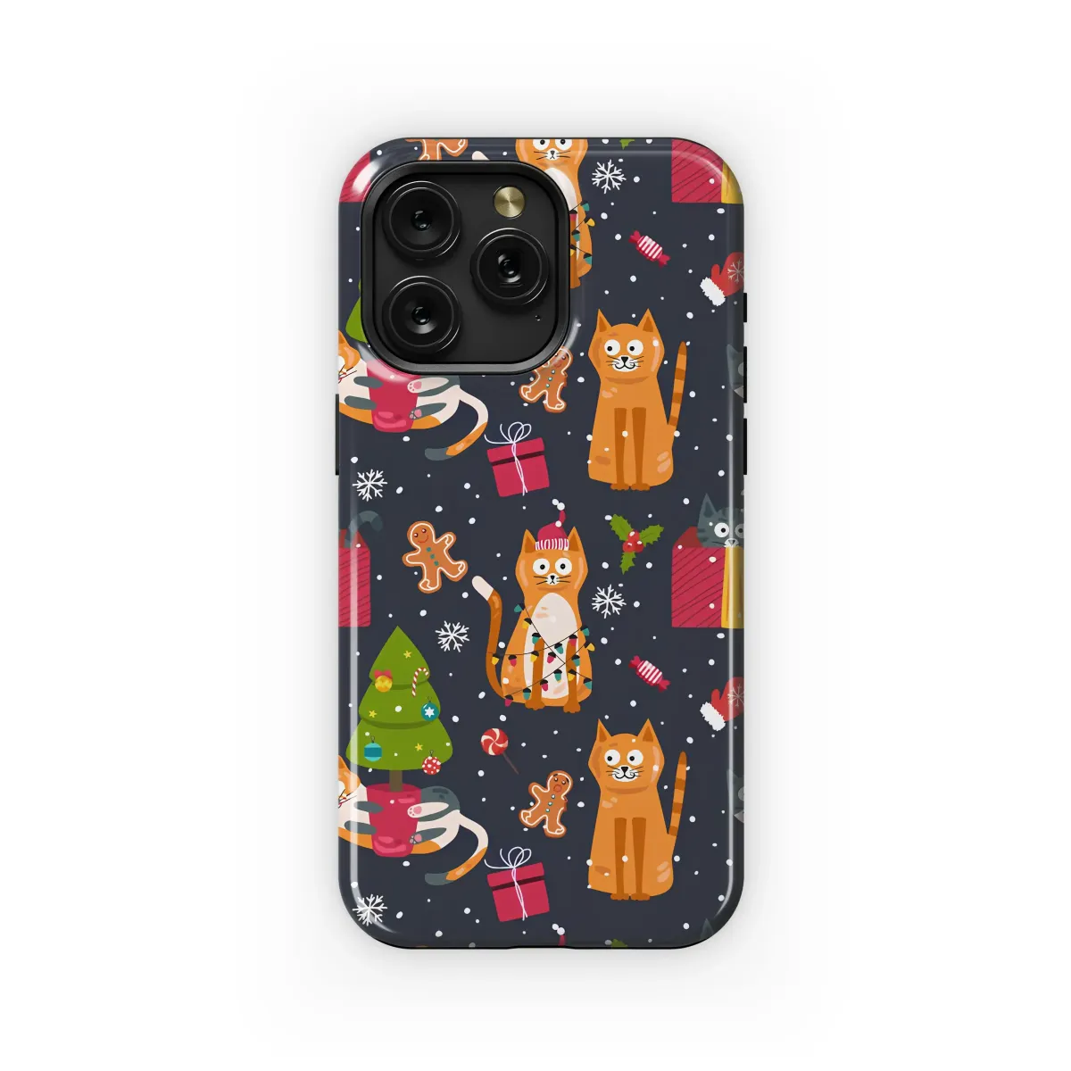 Whimsical Christmas Cats Festive Holiday Pattern Phone Case Cover for iPhone 17 Pro Max 16 15 13 Samsung S25 S24 Pixel 8372 - Image 1