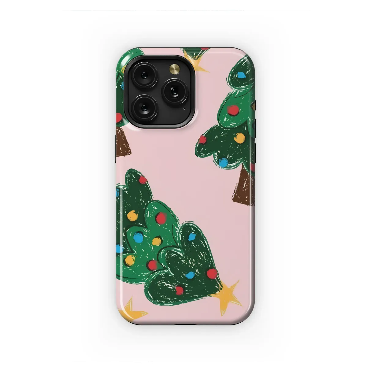 Whimsical Christmas Tree Doodle Festive Pattern Phone Case Cover for iPhone 17 Pro Max 16 15 Plus 14 13 Mini Samsung S25 S24 Pixel 10 9 8426 - Image 1