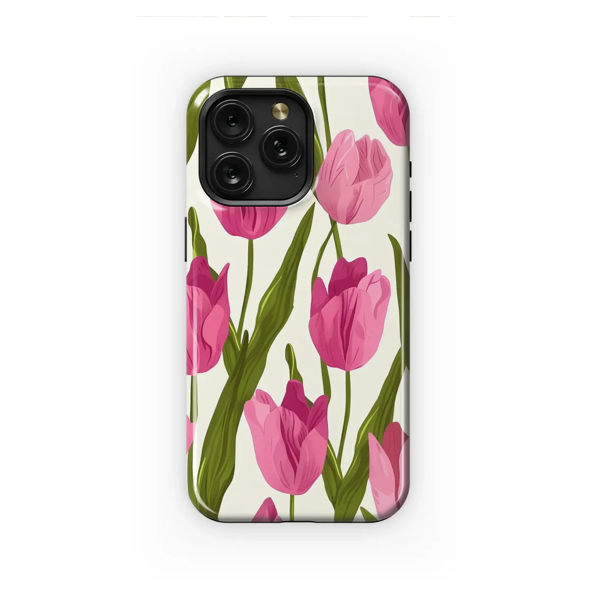 Whimsical Pink Tulip Garden Bloom Phone Case iPhone Samsung Cover Pixel 7191 - Image 1