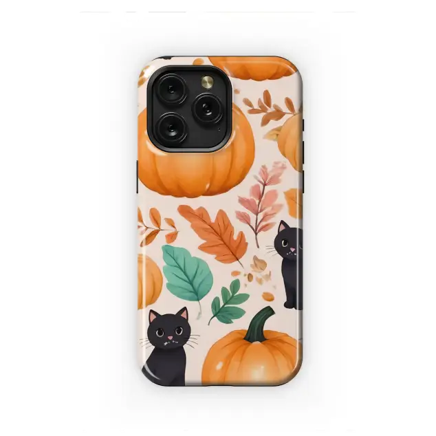 Whimsical Pumpkin Patch Black Cat Phone Case iPhone Samsung Cover Pixel 7739