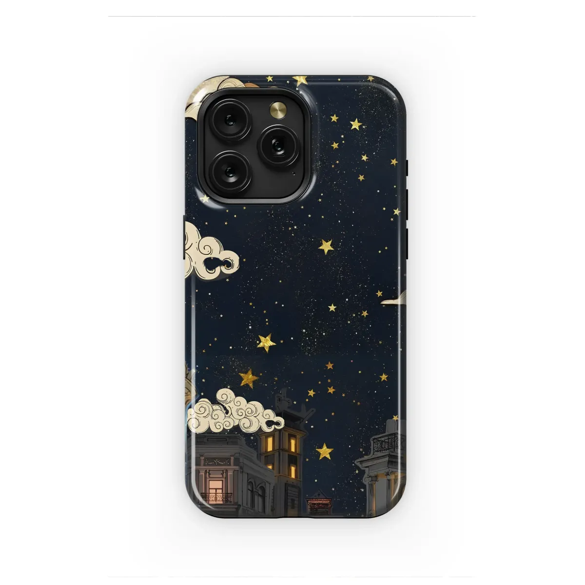 Whimsical Starry Night Cityscape with Celestial Moon Art Phone Case Cover for iPhone 17 Pro Max 16 15 13 Samsung S25 S24 Pixel 8323 - Image 1