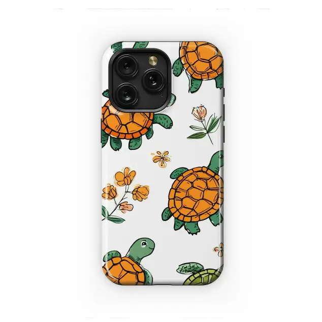 Whimsical Turtle Floral Art Pattern Phone Case iPhone Samsung Cover Pixel 7450