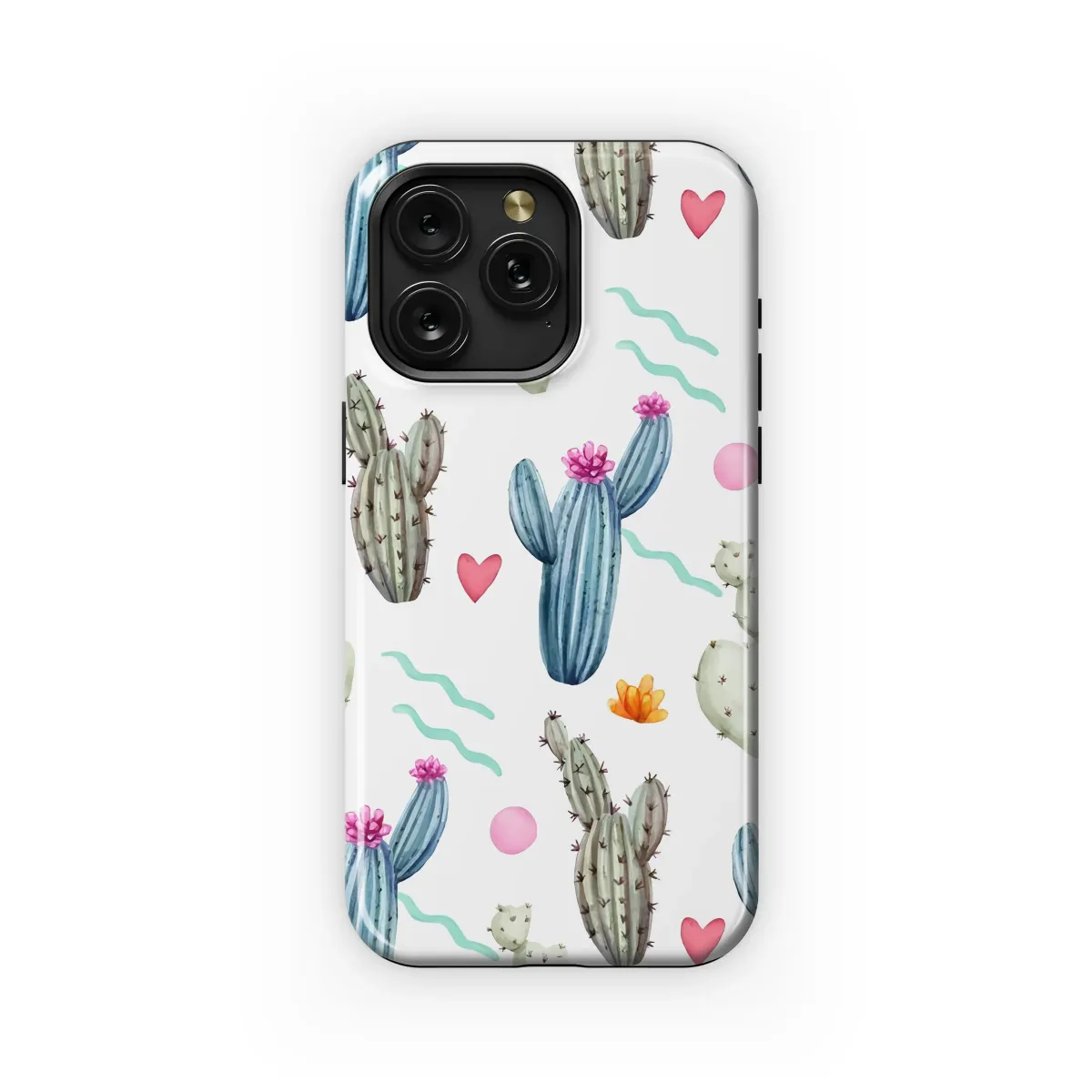 Whimsical Watercolor Cactus Garden Pattern Phone Case iPhone Samsung Cover Pixel 7485 - Image 1