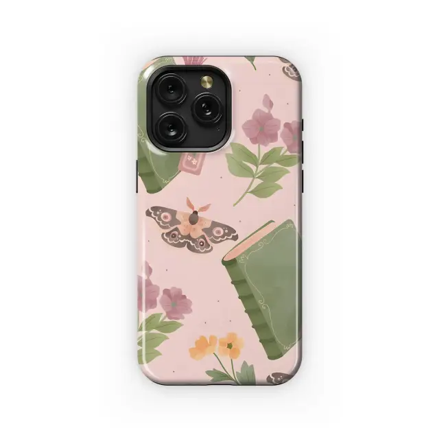 Whispering Books Moth Floral Pattern Phone Case iPhone Samsung Cover Pixel 5415