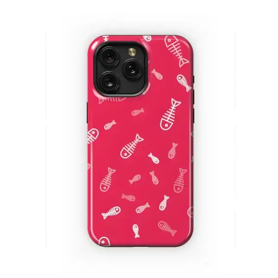 White Fish Skeleton Pattern Phone Case iPhone Samsung Cover Pixel 2264 - Image 1