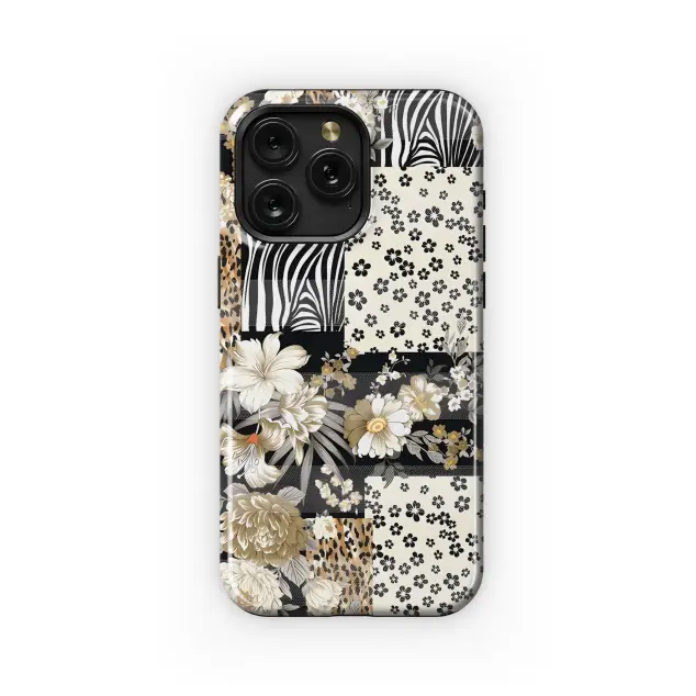 White Flower Patchwork Phone Case iPhone Samsung Cover Pixel 3669