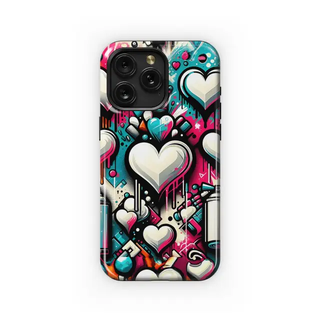 White Heart Graffiti Phone Case iPhone Samsung Cover Pixel 3157