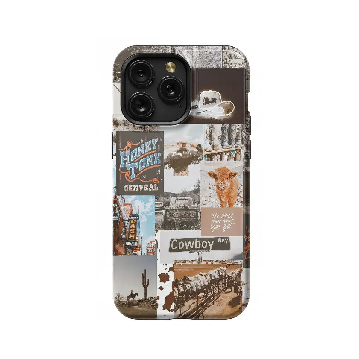 Wild Cowboy Collage Country Cow Phone Case iPhone Samsung Pixel & More - Image 1