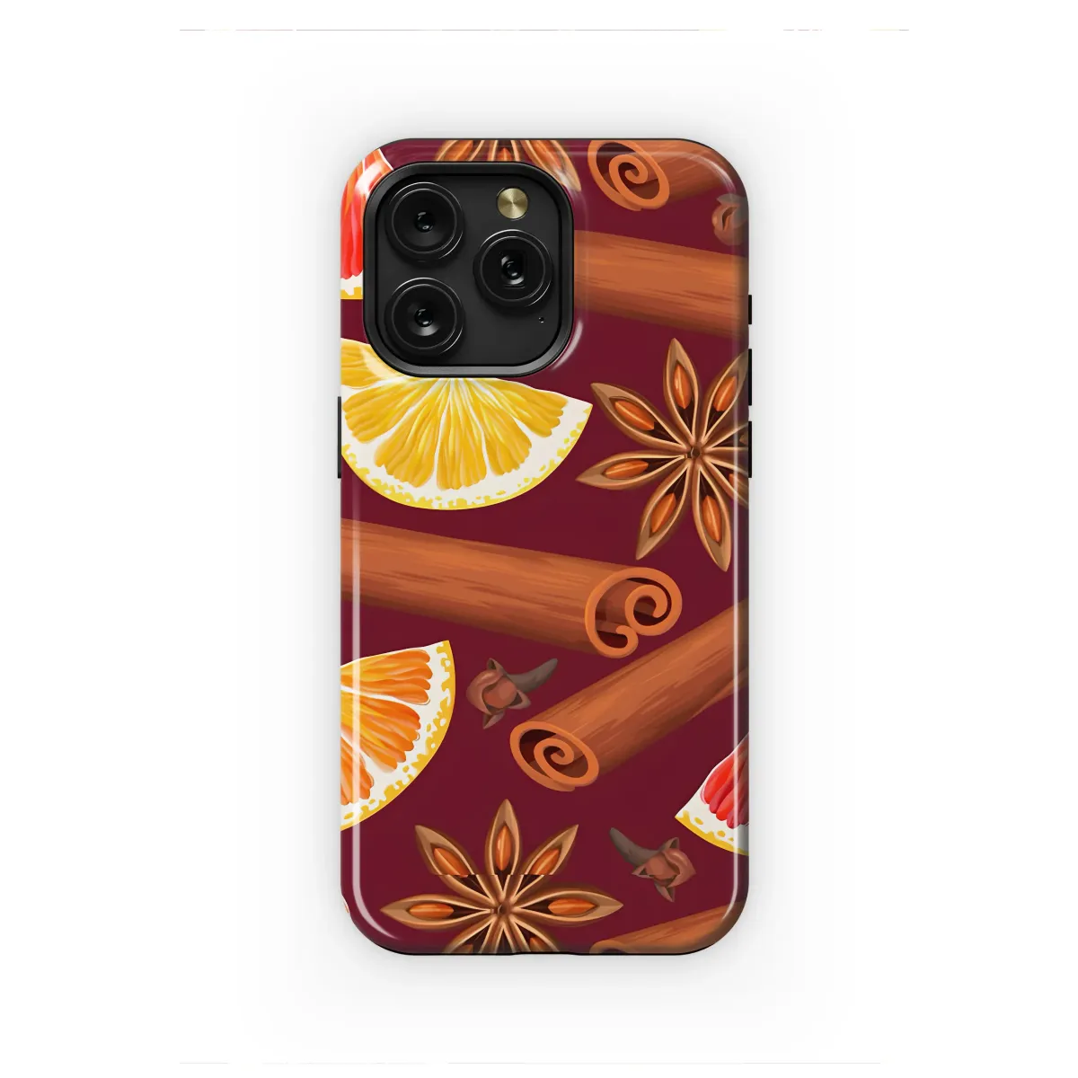 Winter Spice Citrus Cinnamon Pattern Illustration Phone Case Cover for iPhone 17 Pro Max 16 15 13 Samsung S25 S24 Pixel 8680 - Image 1