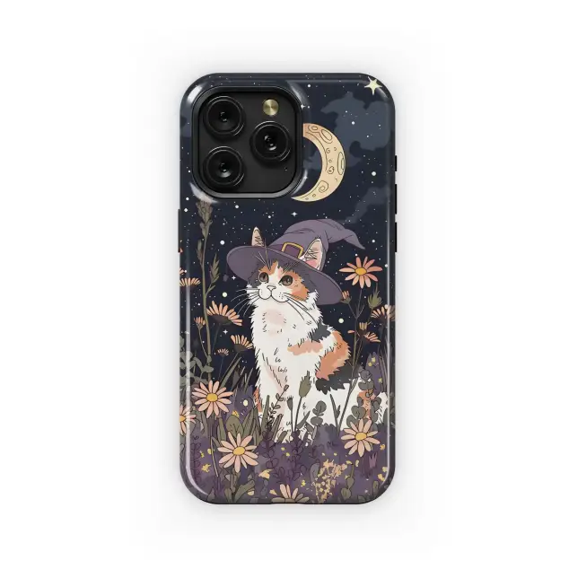 Witch Hat Cat Under Starry Moon Phone Case iPhone Samsung Cover Pixel 5252