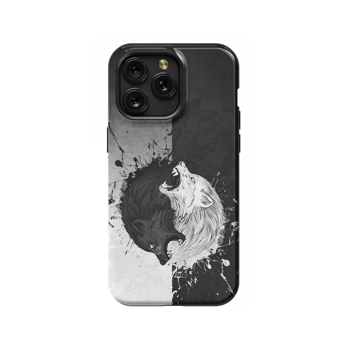Wolf Black and White Japanese Yin and Phone Case iPhone Samsung Pixel & More - Image 1