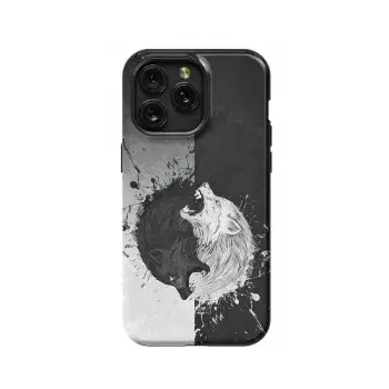 Wolf Black and White Japanese Yin and Phone Case iPhone Samsung Pixel & More - Image 1