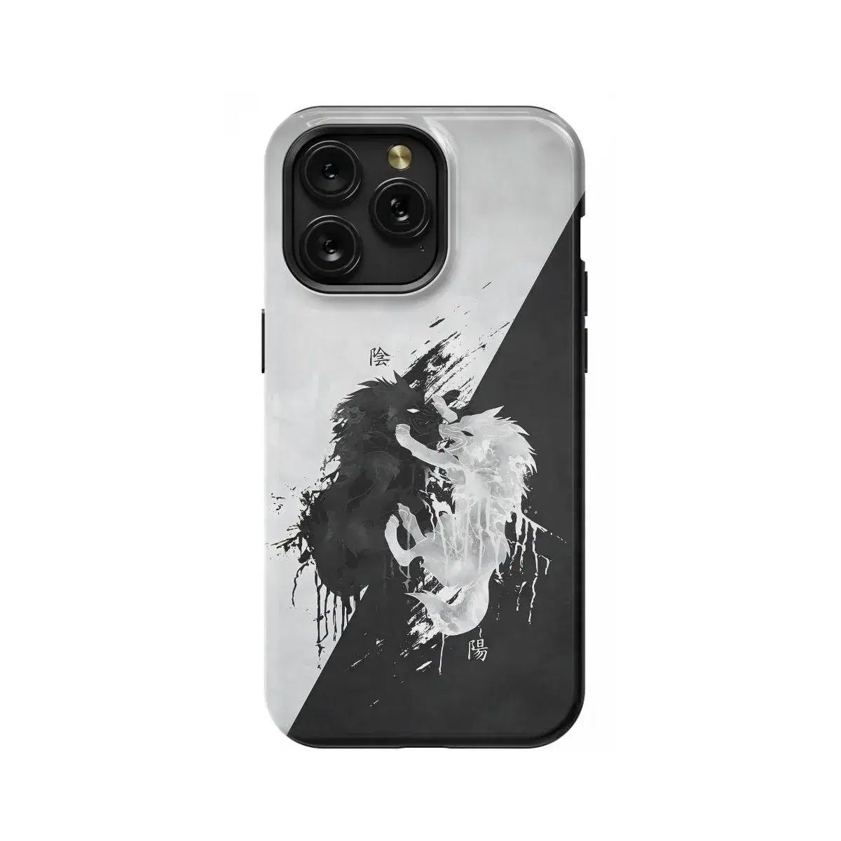 Wolf Black and White Japanese Yin and Yang Phone Case iPhone Samsung Pixel & More #386 - Image 1