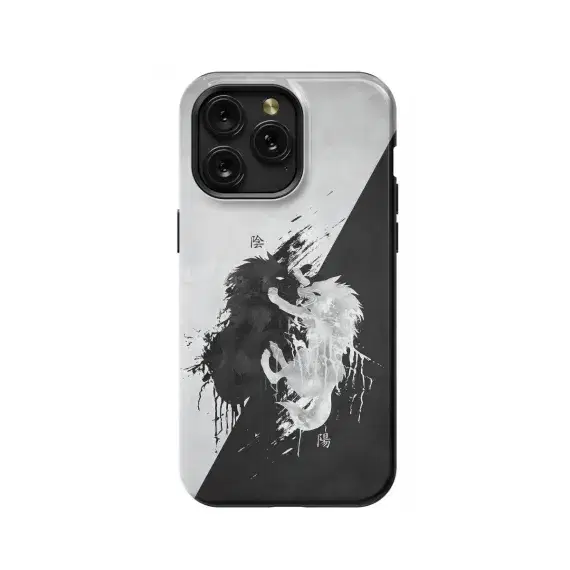 Wolf Black and White Japanese Yin and Yang Phone Case iPhone Samsung Pixel & More #386 - Image 1