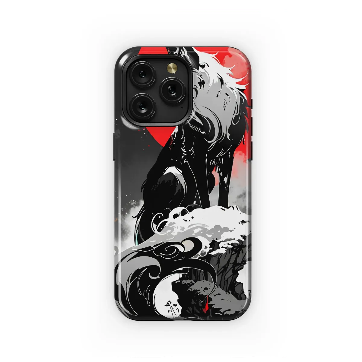 Wolfs Vigil Under a Crimson Moon Phone Case iPhone Samsung Cover Pixel 6913 - Image 1