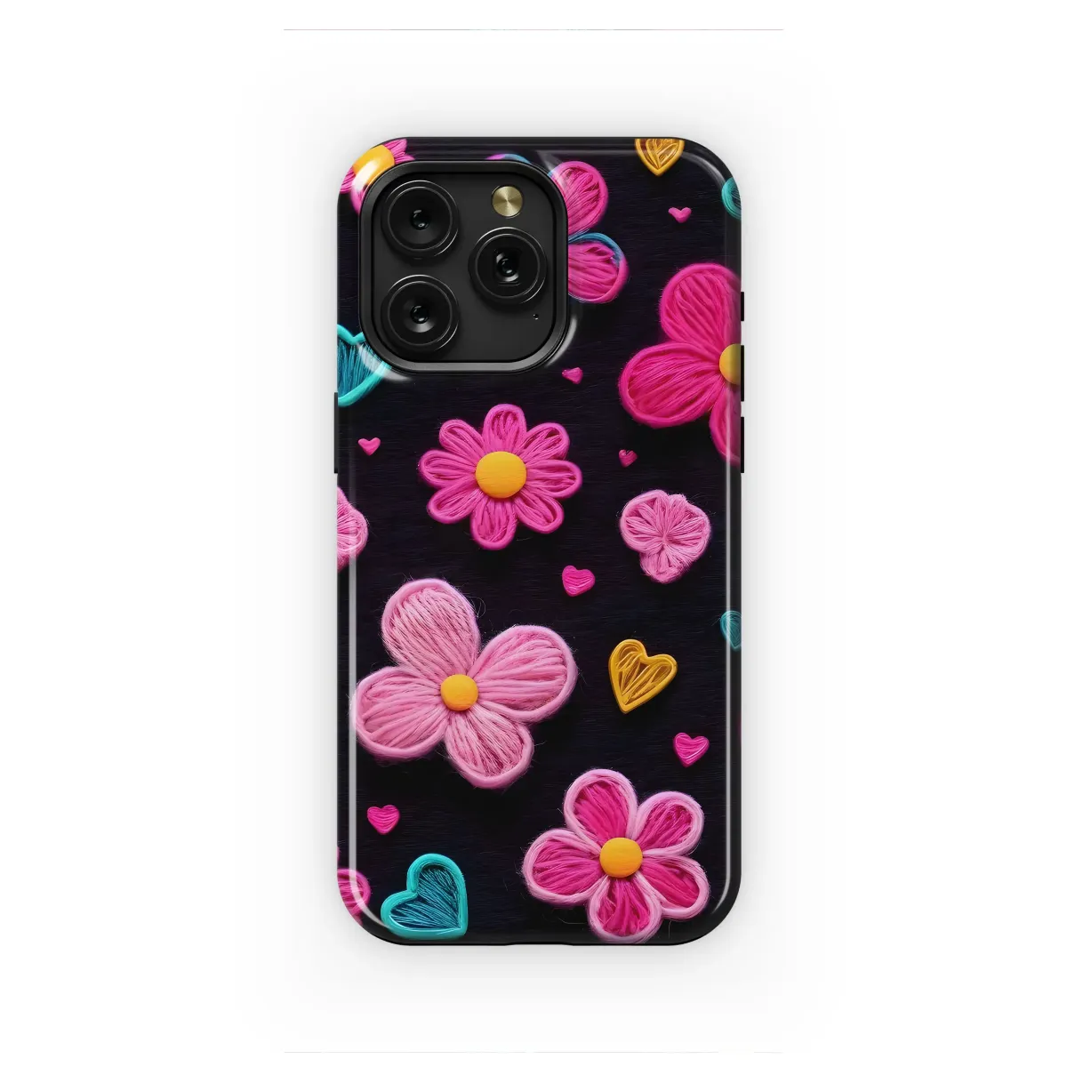 Yarn Blooms and Woven Hearts Phone Case iPhone Samsung Cover Pixel 6216 - Image 1